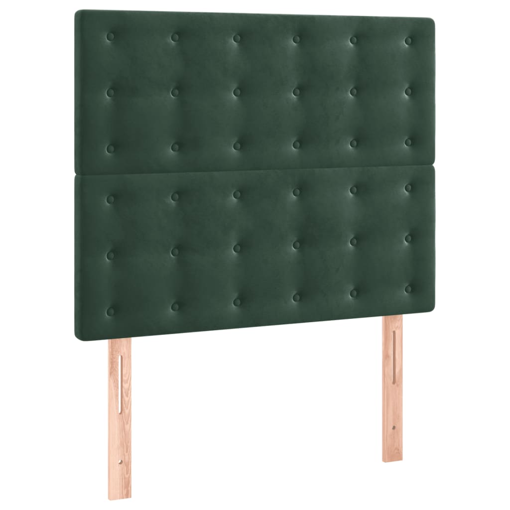 vidaXL Κρεβάτι Boxspring με Στρώμα & LED Σκ. Πράσινο 100x200εκ Βελούδο