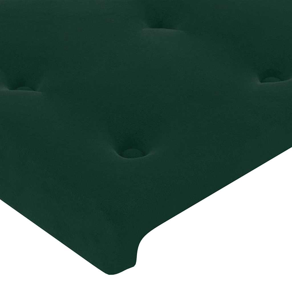 vidaXL Κρεβάτι Boxspring με Στρώμα & LED Σκ. Πράσινο 100x200εκ Βελούδο