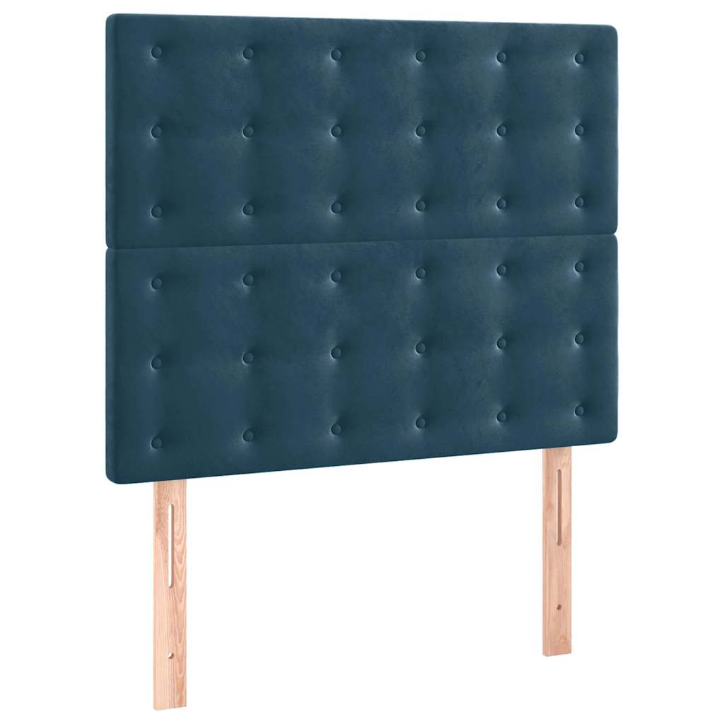 vidaXL Κρεβάτι Boxspring με Στρώμα & LED Σκ. Μπλε 100x200εκ. Βελούδινο