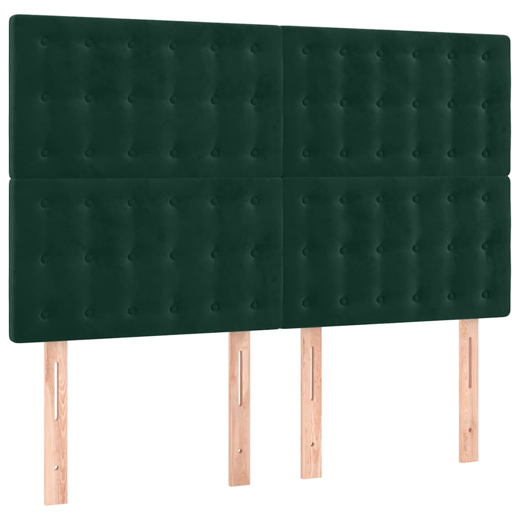 vidaXL Κρεβάτι Boxspring με Στρώμα & LED Σκ. Πράσινο 140x190εκ Βελούδο