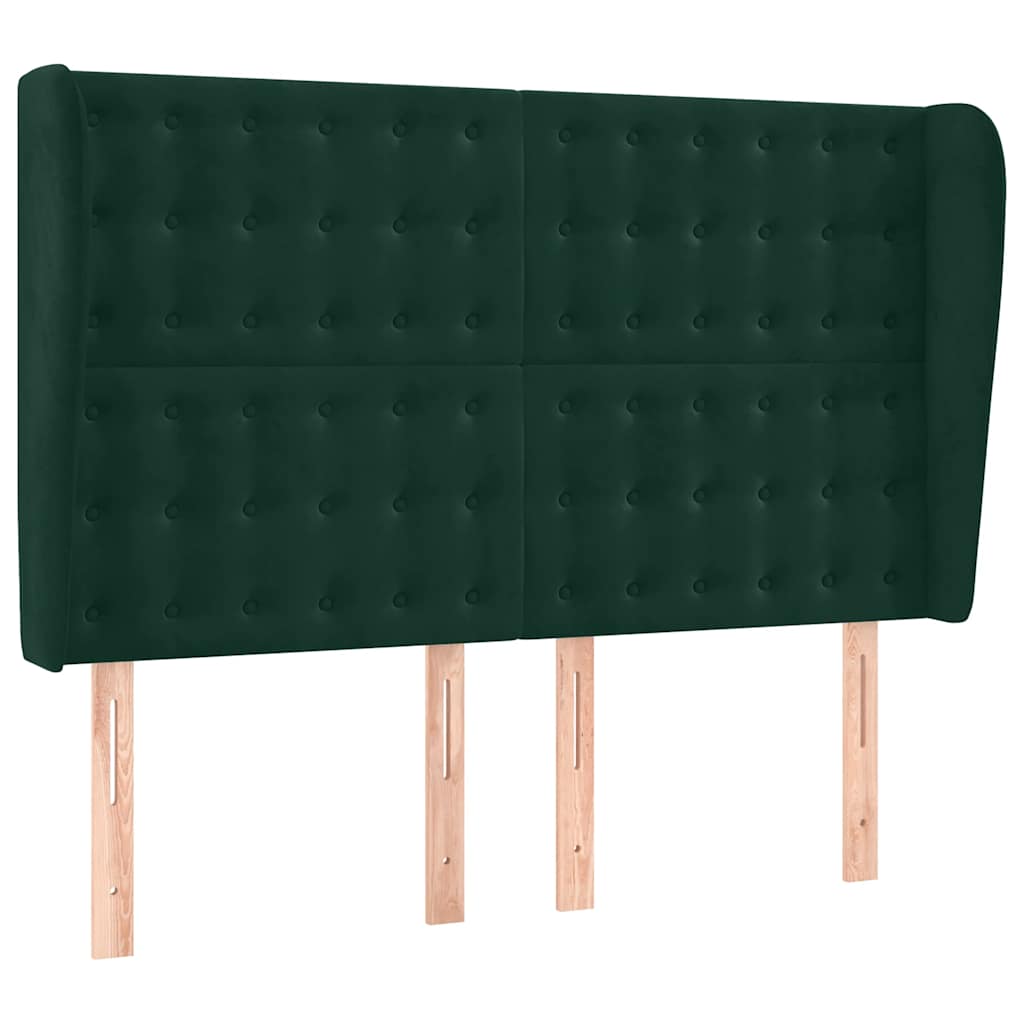 vidaXL Κρεβάτι Boxspring με Στρώμα & LED Σκ. Πράσινο 140x200εκ Βελούδο