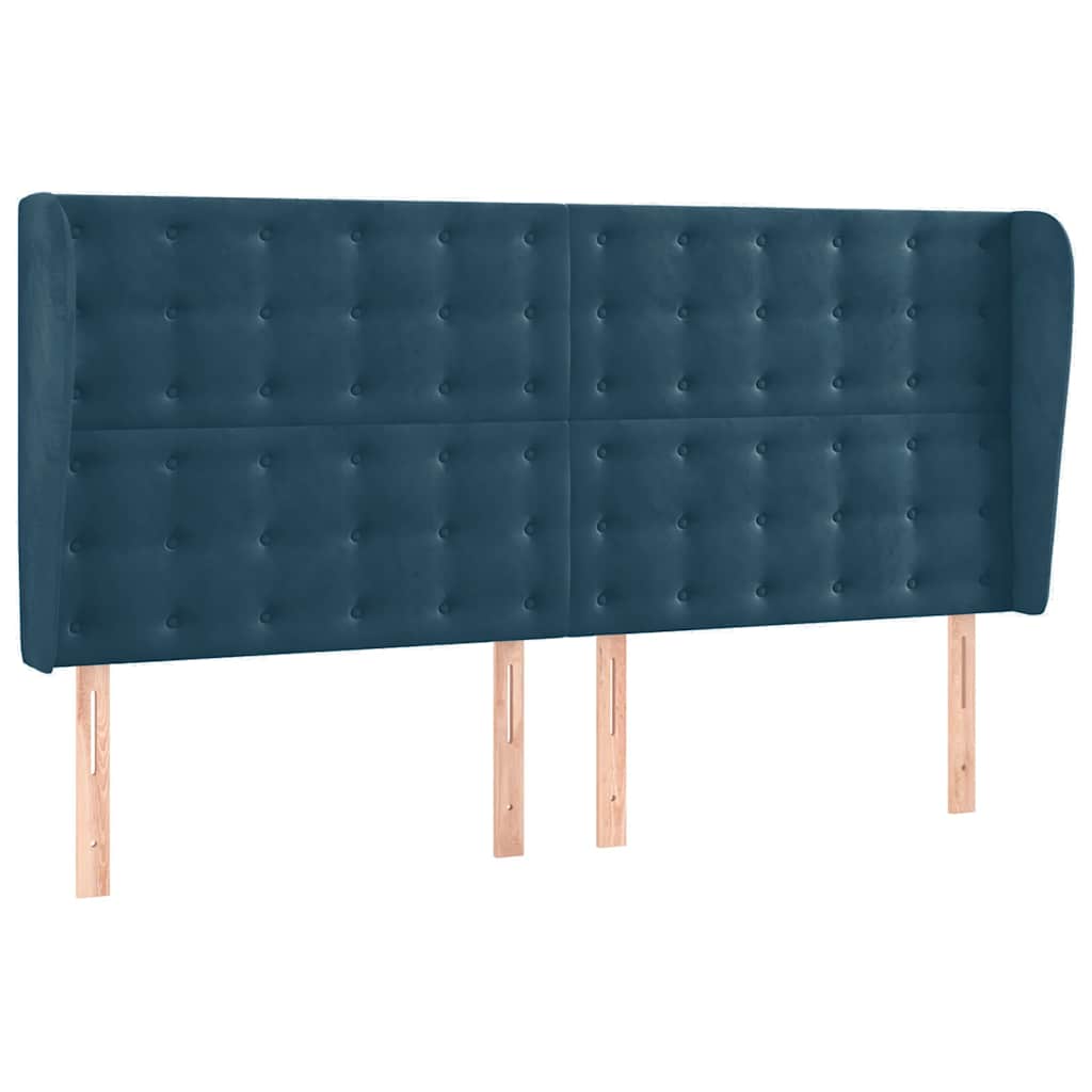 vidaXL Κρεβάτι Boxspring με Στρώμα & LED Σκ. Μπλε 180x200εκ. Βελούδινο