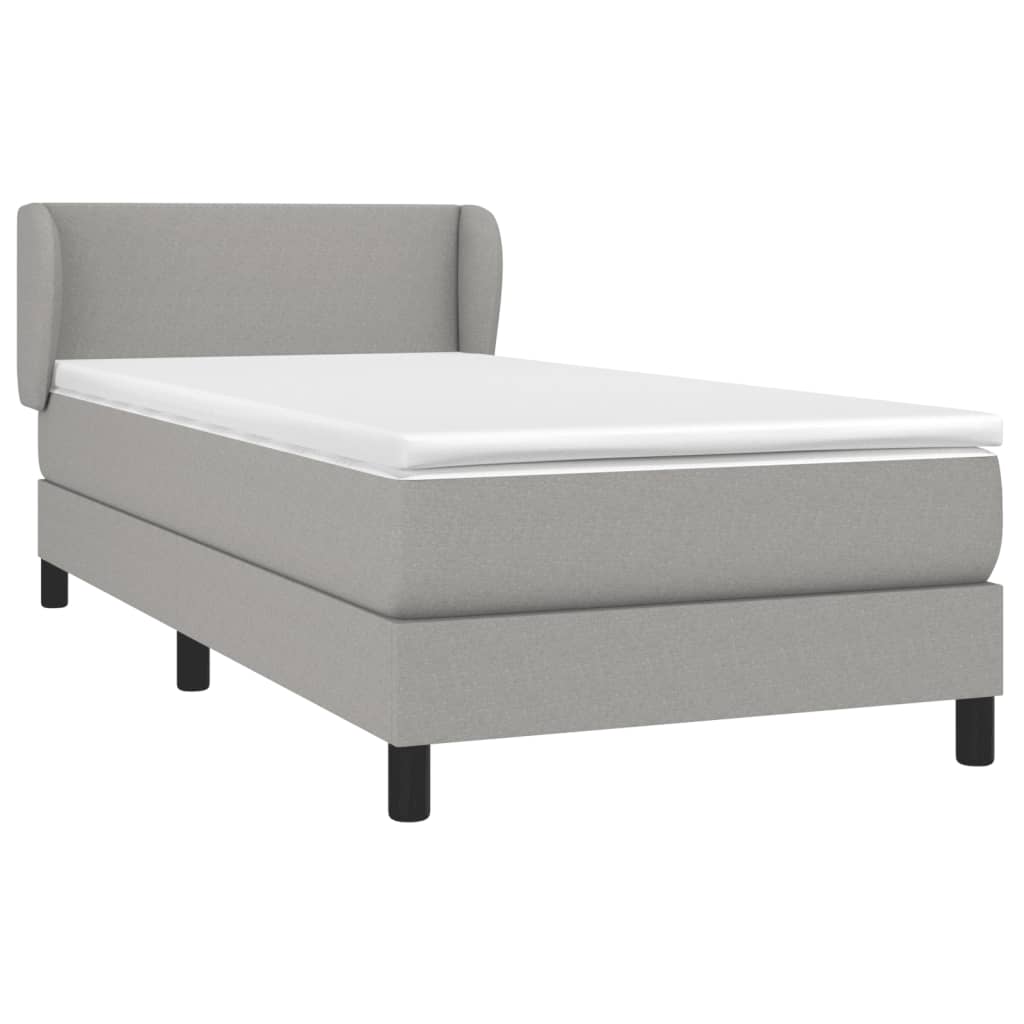 vidaXL Κρεβάτι Boxspring με Στρώμα Ανοιχτό Γκρι 80x200 εκ. Υφασμάτινο