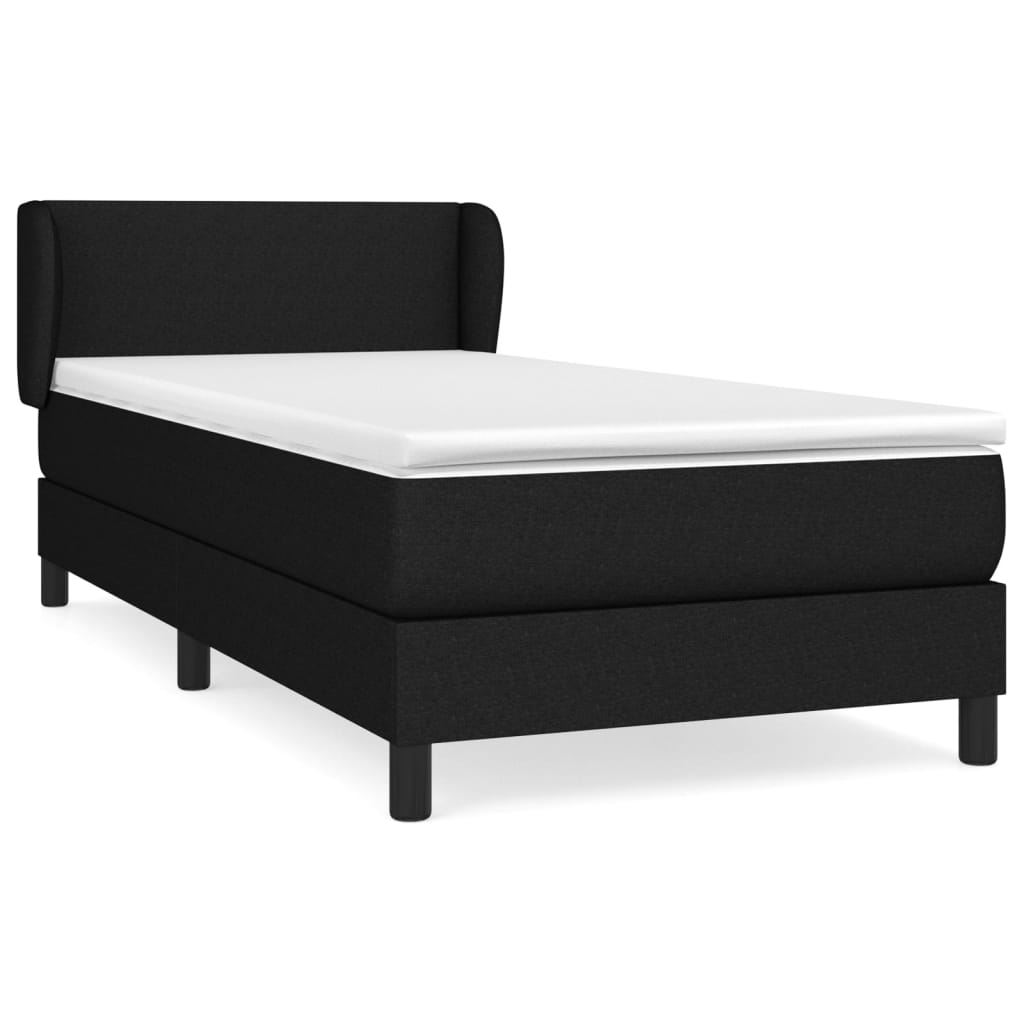 vidaXL Κρεβάτι Boxspring με Στρώμα Μαύρο 90x190 εκ.Υφασμάτινο