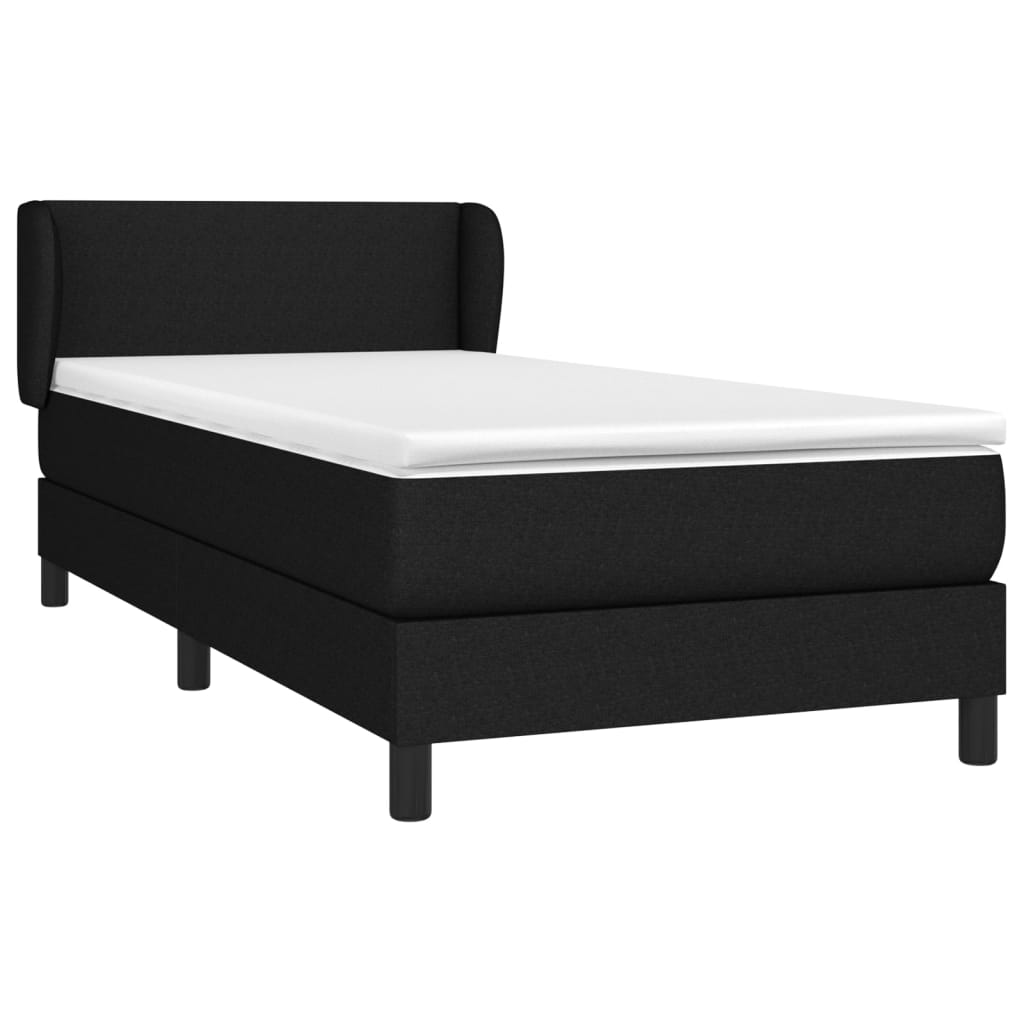 vidaXL Κρεβάτι Boxspring με Στρώμα Μαύρο 90x190 εκ.Υφασμάτινο