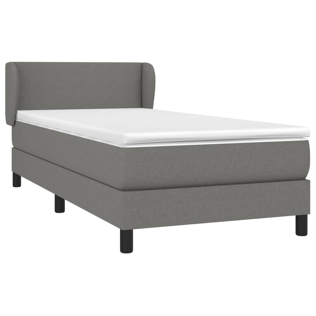 vidaXL Κρεβάτι Boxspring με Στρώμα Σκούρο Γκρι 90x200 εκ. Υφασμάτινο