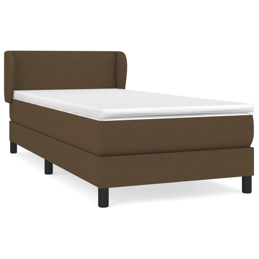 vidaXL Κρεβάτι Boxspring με Στρώμα Σκούρο Καφέ 90x200 εκ. Υφασμάτινο