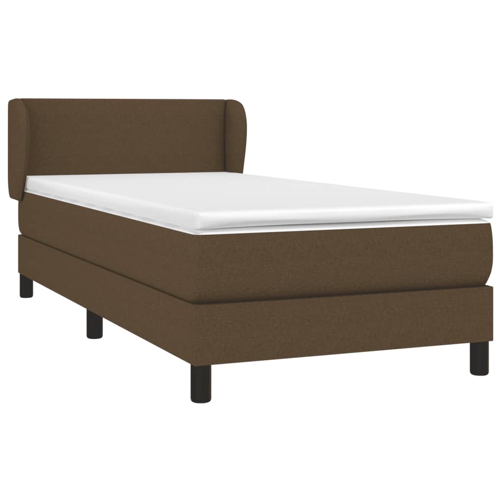 vidaXL Κρεβάτι Boxspring με Στρώμα Σκούρο Καφέ 90x200 εκ. Υφασμάτινο