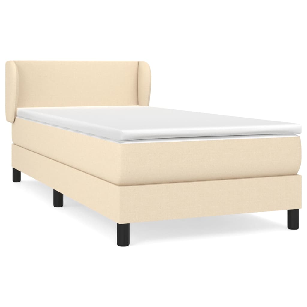 vidaXL Κρεβάτι Boxspring με Στρώμα Κρεμ 90x200 εκ.Υφασμάτινο