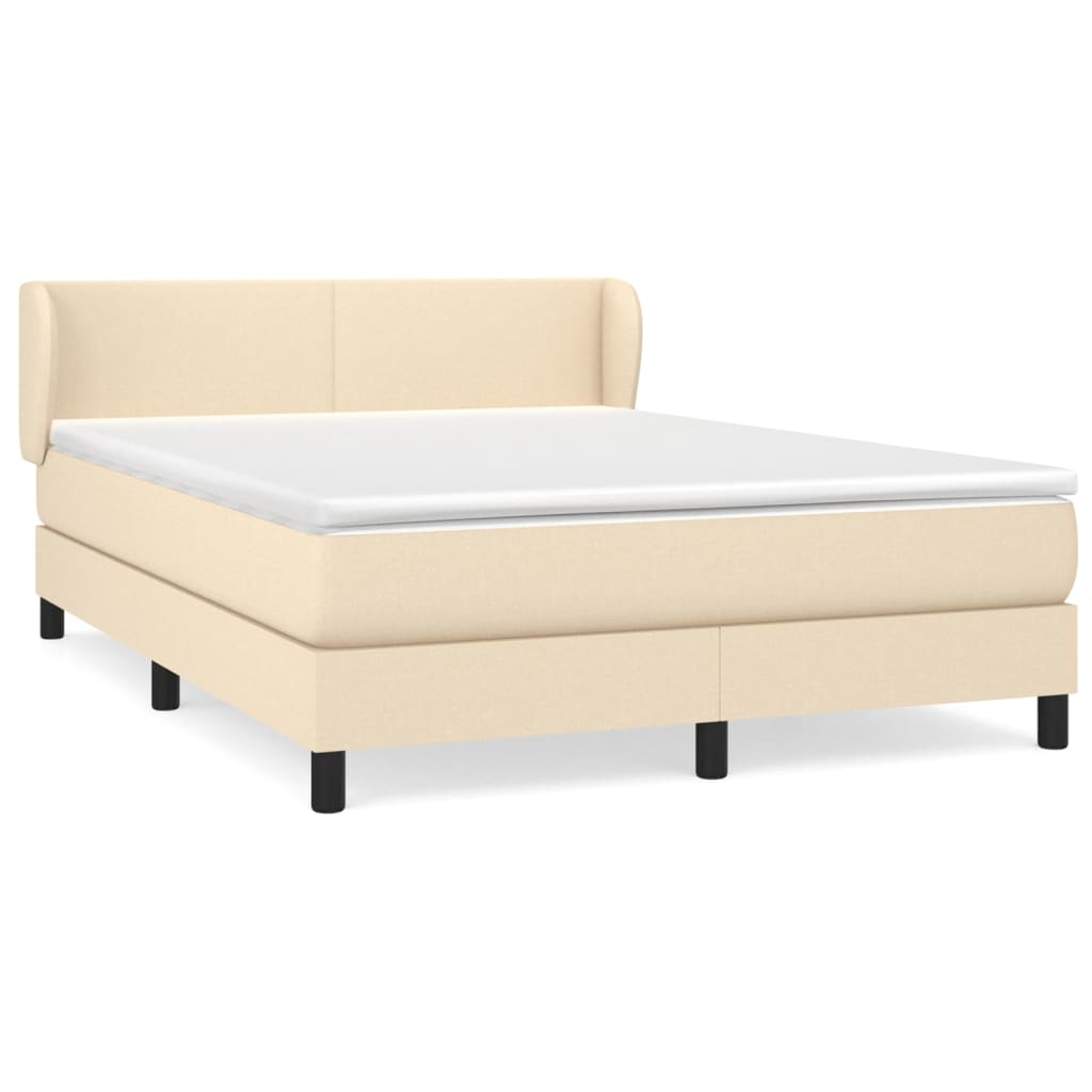 vidaXL Κρεβάτι Boxspring με Στρώμα Κρεμ 140x190 εκ. Υφασμάτινο