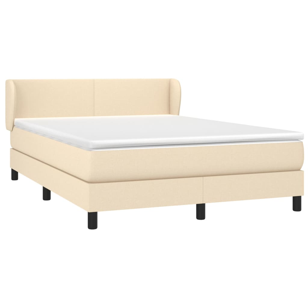 vidaXL Κρεβάτι Boxspring με Στρώμα Κρεμ 140x190 εκ. Υφασμάτινο