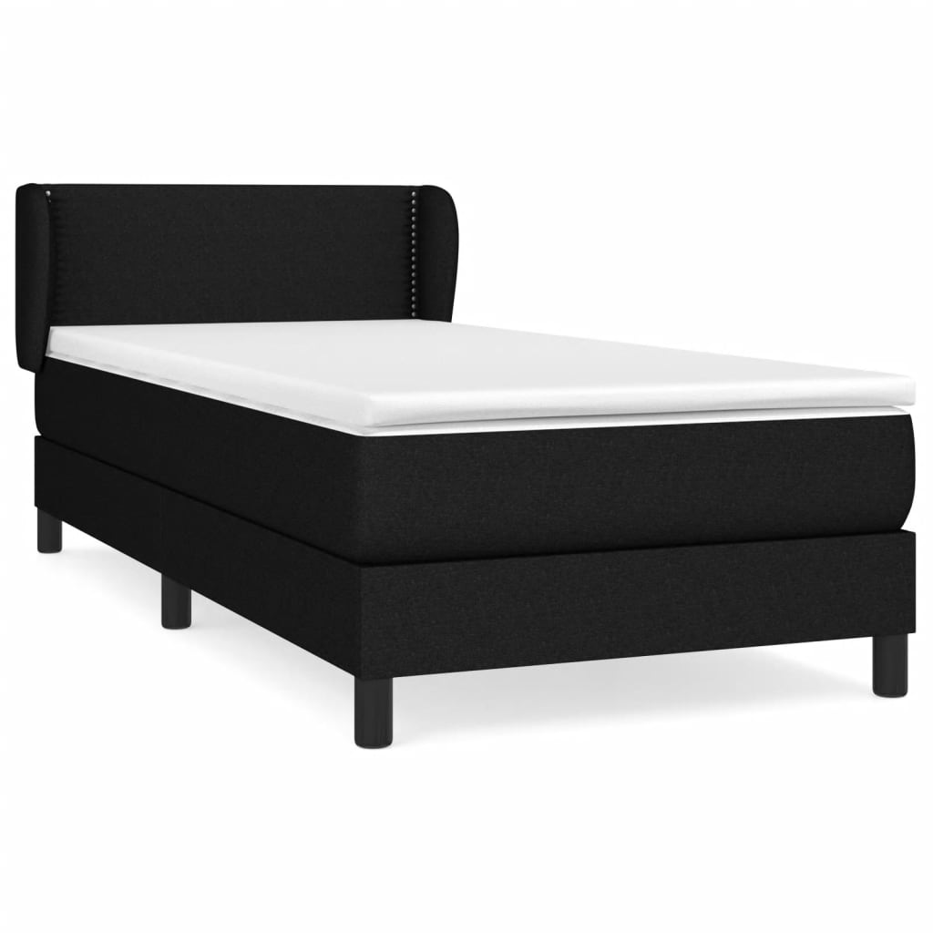 vidaXL Κρεβάτι Boxspring με Στρώμα Μαύρο 90x190 εκ.Υφασμάτινο
