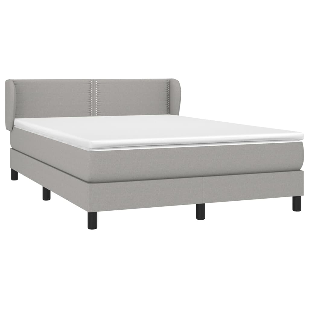 vidaXL Κρεβάτι Boxspring με Στρώμα Ανοιχτό Γκρι 140x190 εκ. Υφασμάτινο