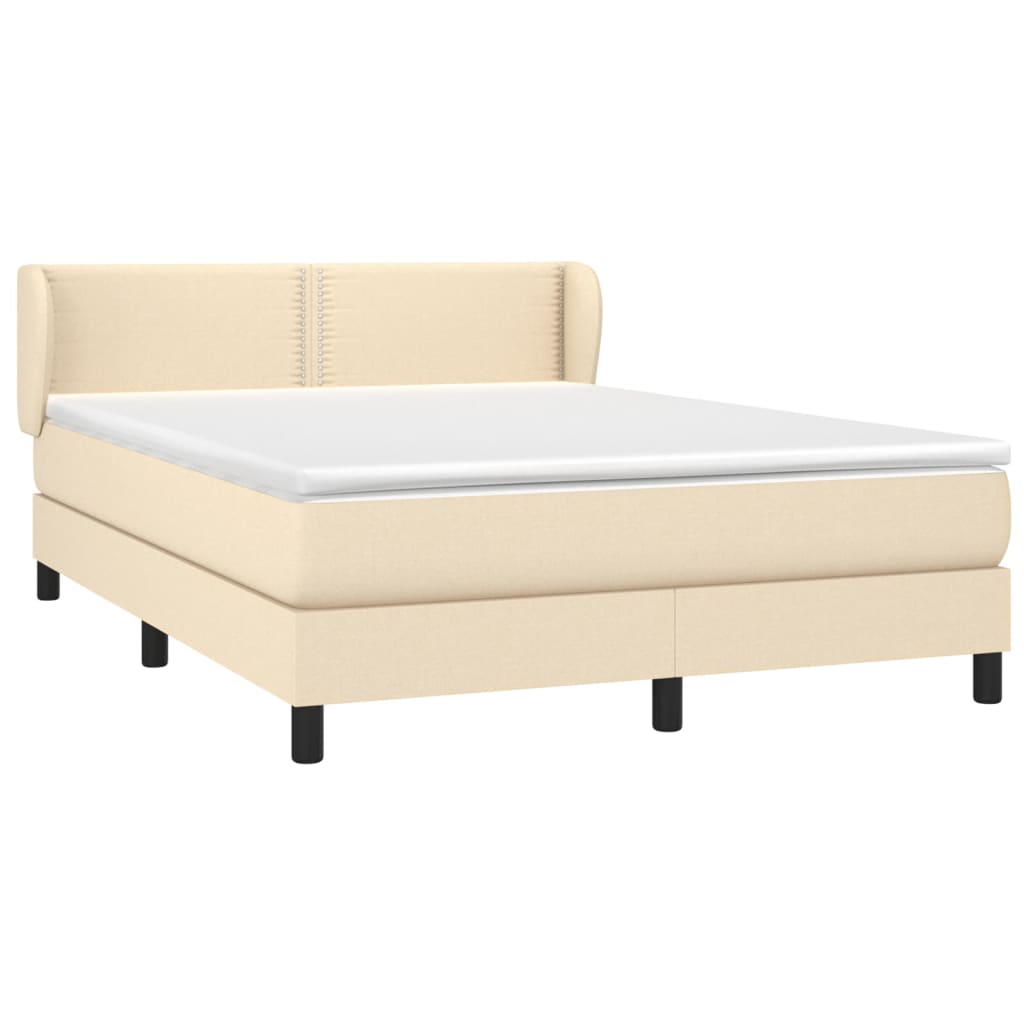 vidaXL Κρεβάτι Boxspring με Στρώμα Κρεμ 140x190 εκ. Υφασμάτινο