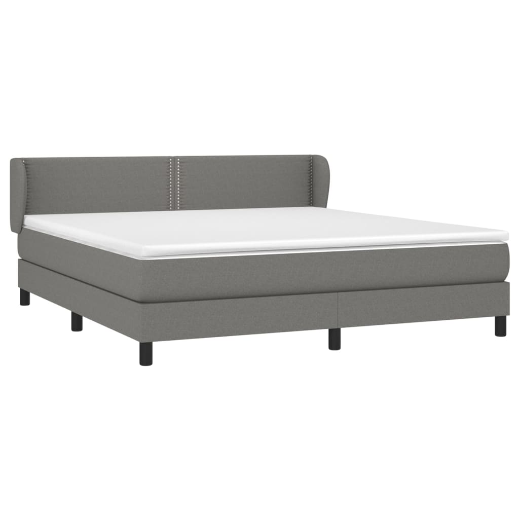 vidaXL Κρεβάτι Boxspring με Στρώμα Σκούρο Γκρι 160x200 εκ Υφασμάτινο