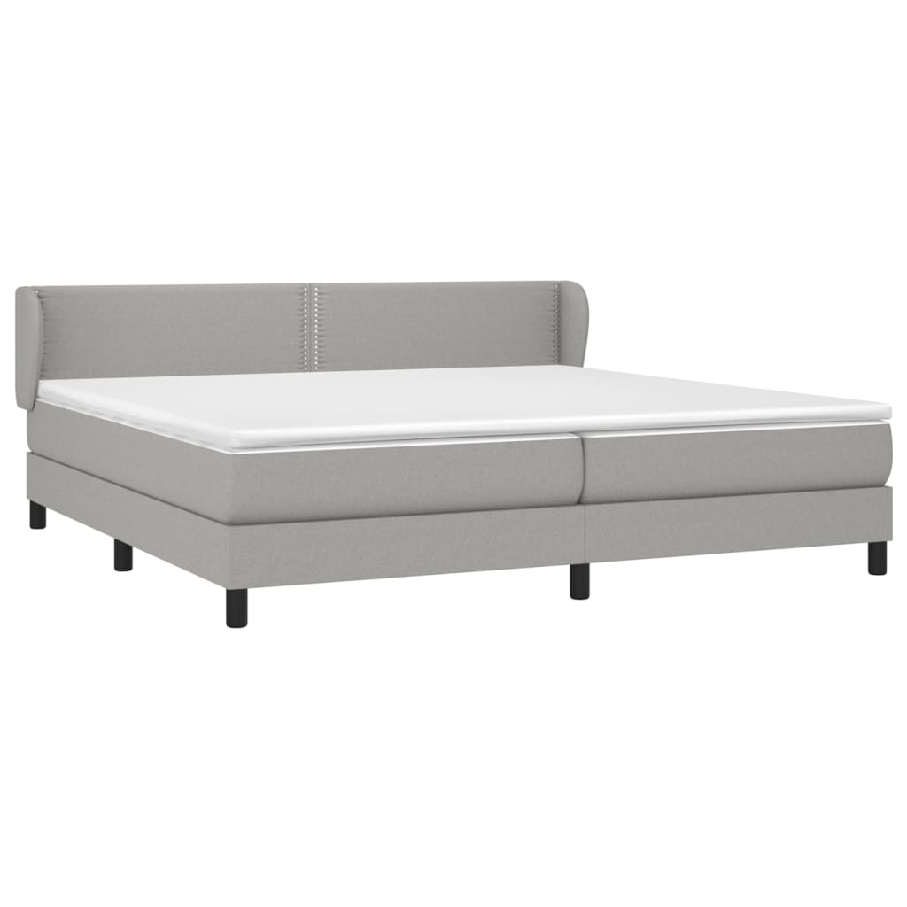 vidaXL Κρεβάτι Boxspring με Στρώμα Ανοιχτό Γκρι 200x200 εκ. Υφασμάτινο
