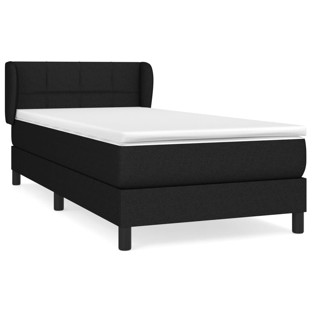 vidaXL Κρεβάτι Boxspring με Στρώμα Μαύρο 90x190 εκ.Υφασμάτινο