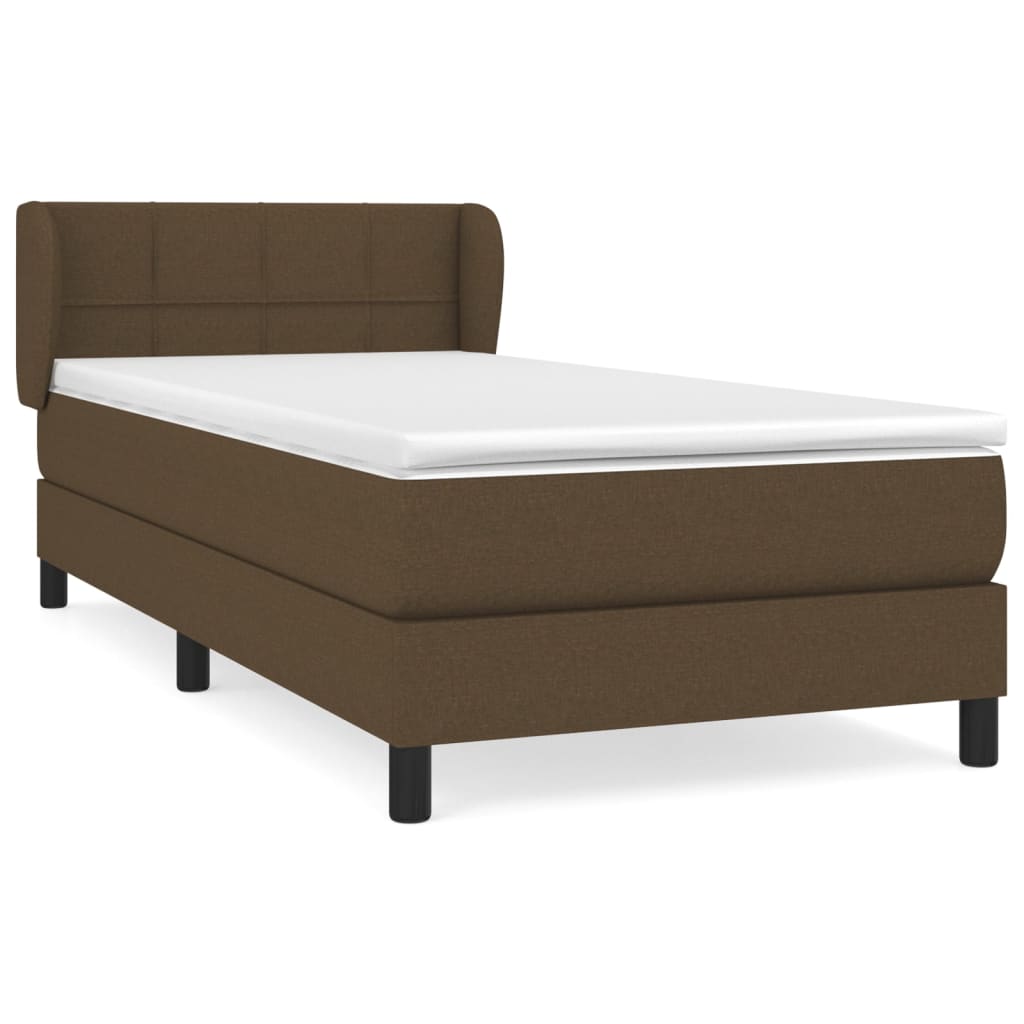 vidaXL Κρεβάτι Boxspring με Στρώμα Σκούρο Καφέ 90x190 εκ. Υφασμάτινο
