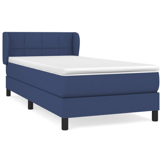 vidaXL Κρεβάτι Boxspring με Στρώμα Μπλε 100 x 200 εκ. Υφασμάτινο