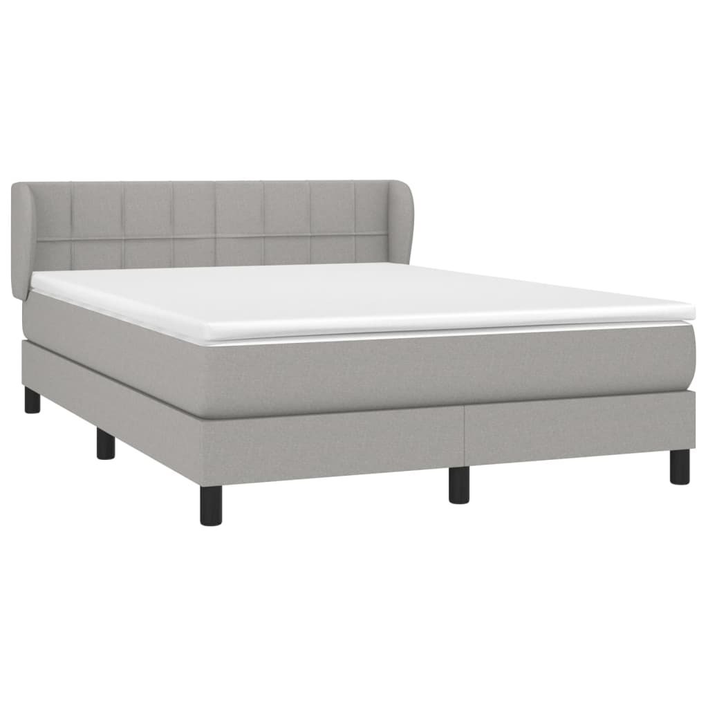 vidaXL Κρεβάτι Boxspring με Στρώμα Ανοιχτό Γκρι 140x190 εκ. Υφασμάτινο