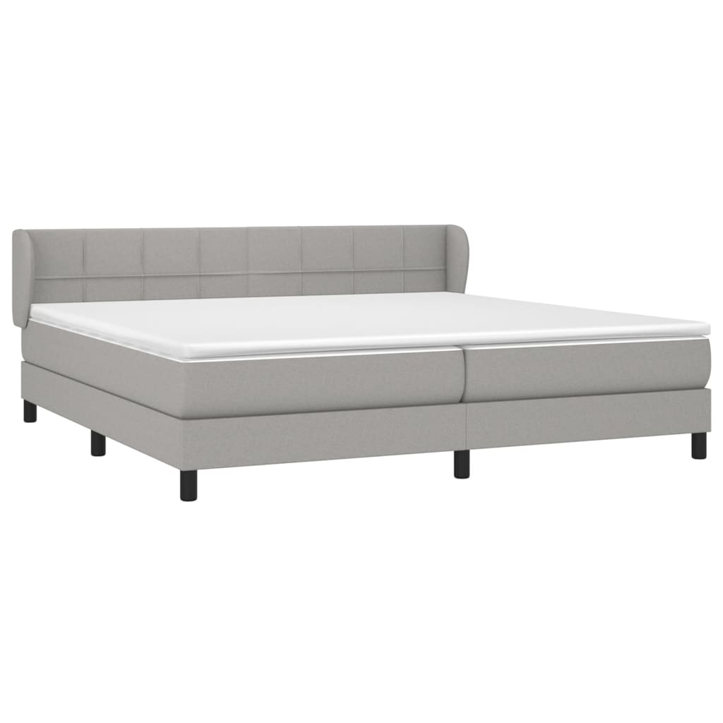 vidaXL Κρεβάτι Boxspring με Στρώμα Ανοιχτό Γκρι 200x200 εκ. Υφασμάτινο