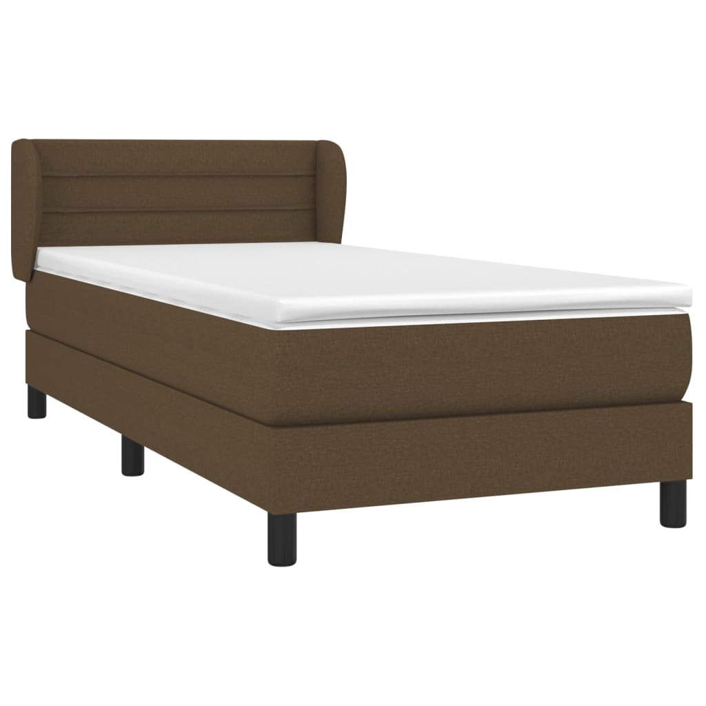 vidaXL Κρεβάτι Boxspring με Στρώμα Σκούρο Καφέ 90x200 εκ. Υφασμάτινο