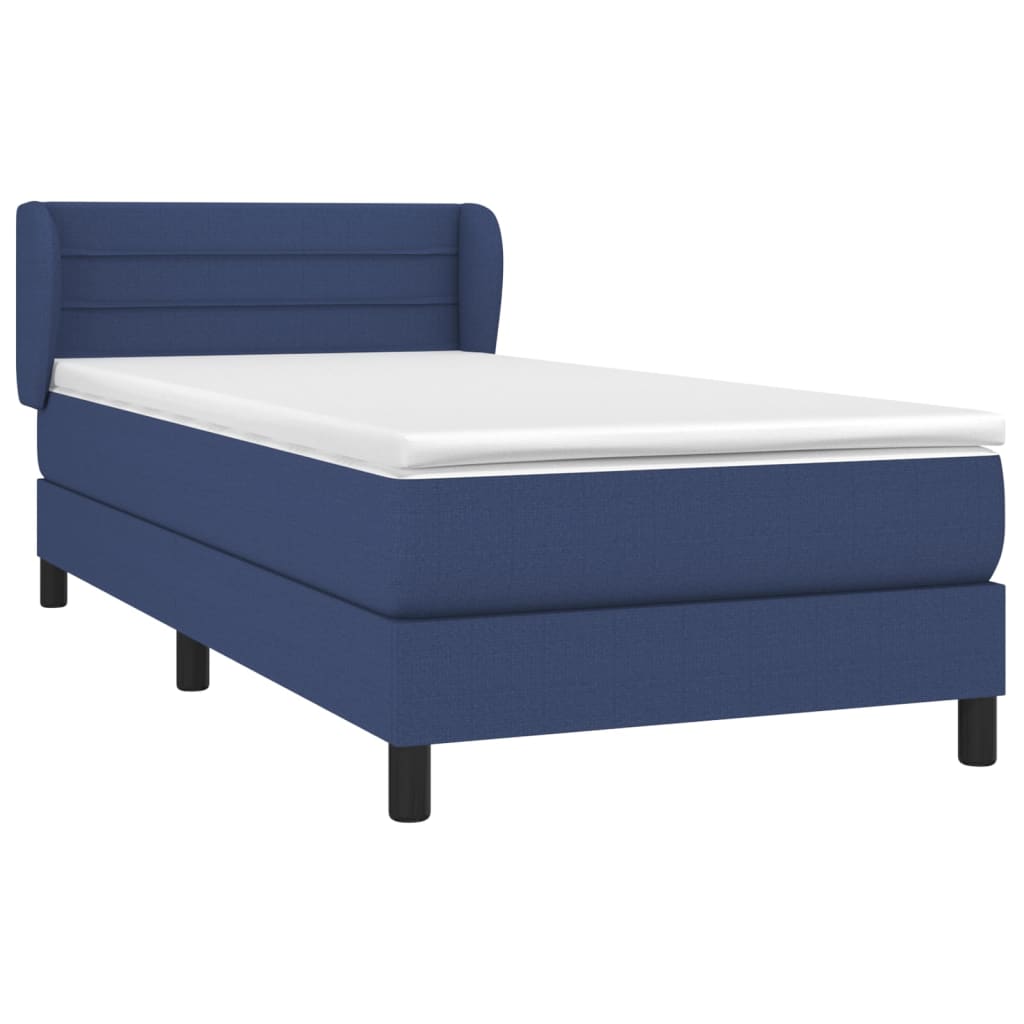 vidaXL Κρεβάτι Boxspring με Στρώμα Μπλε 90x200 εκ.Υφασμάτινο
