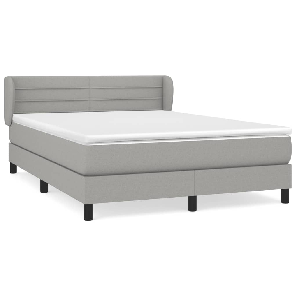 vidaXL Κρεβάτι Boxspring με Στρώμα Ανοιχτό Γκρι 140x190 εκ. Υφασμάτινο
