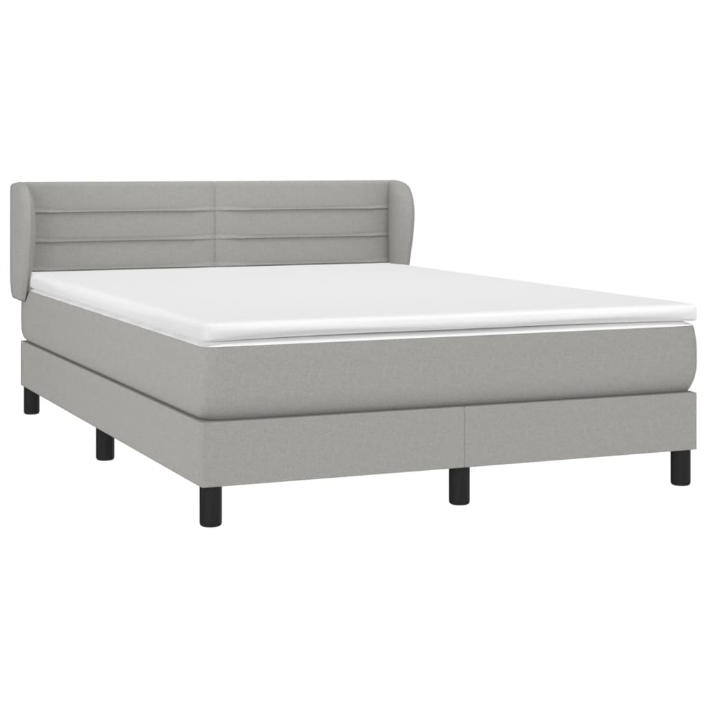 vidaXL Κρεβάτι Boxspring με Στρώμα Ανοιχτό Γκρι 140x190 εκ. Υφασμάτινο