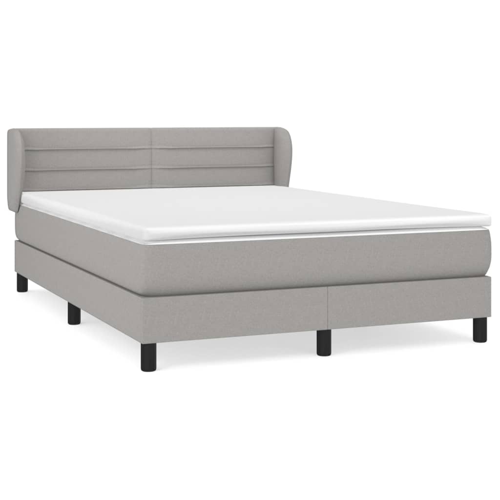 vidaXL Κρεβάτι Boxspring με Στρώμα Ανοιχτό Γκρι 140x200 εκ. Υφασμάτινο