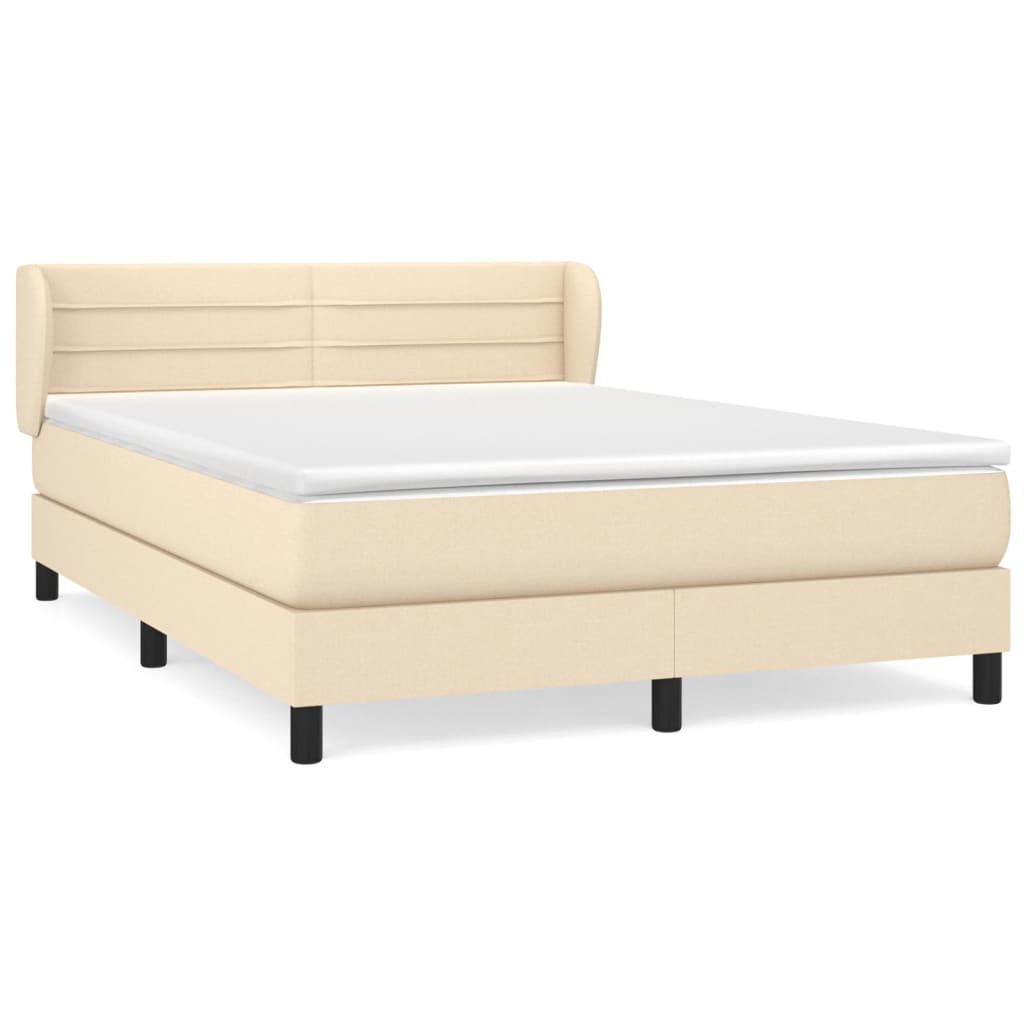 vidaXL Κρεβάτι Boxspring με Στρώμα Κρεμ 140x200 εκ. Υφασμάτινο