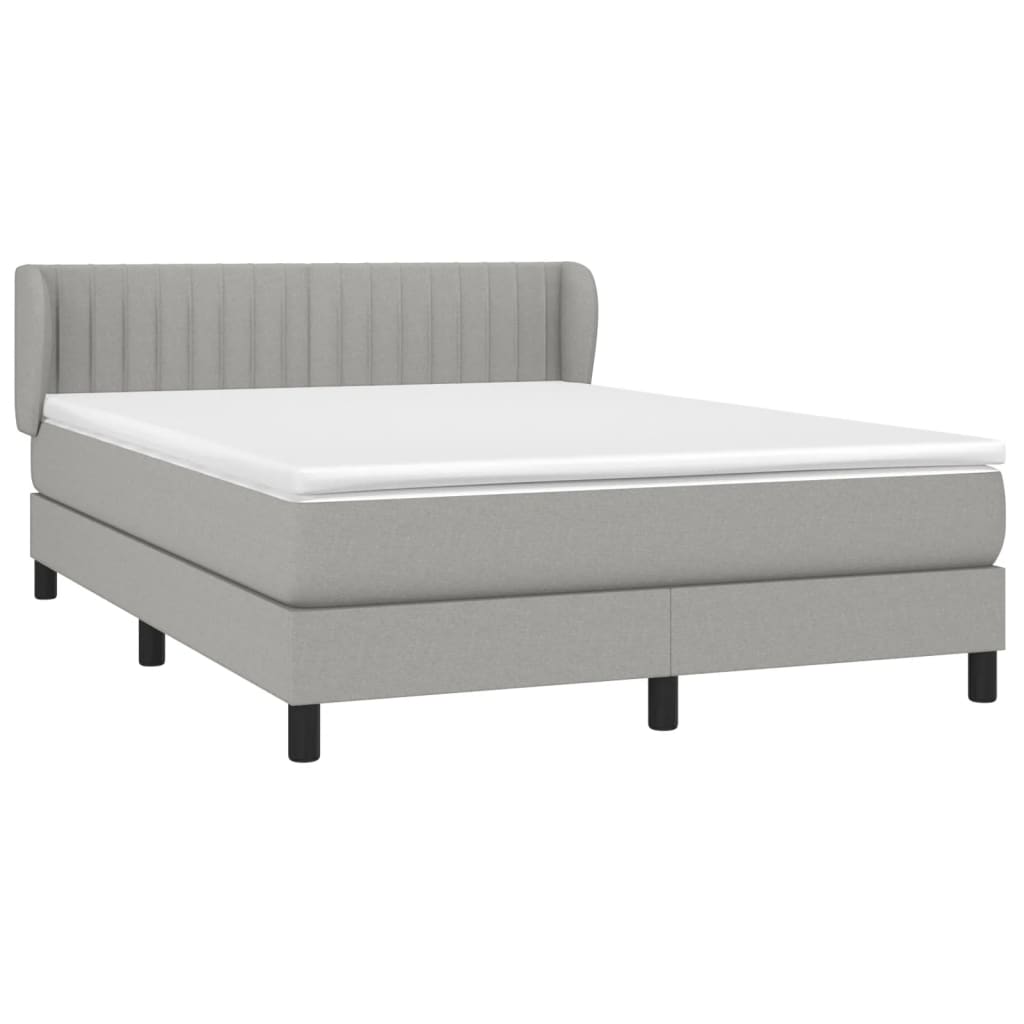 vidaXL Κρεβάτι Boxspring με Στρώμα Ανοιχτό Γκρι 140x200 εκ. Υφασμάτινο