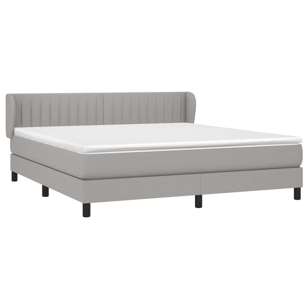 vidaXL Κρεβάτι Boxspring με Στρώμα Ανοιχτό Γκρι 180x200 εκ. Υφασμάτινο