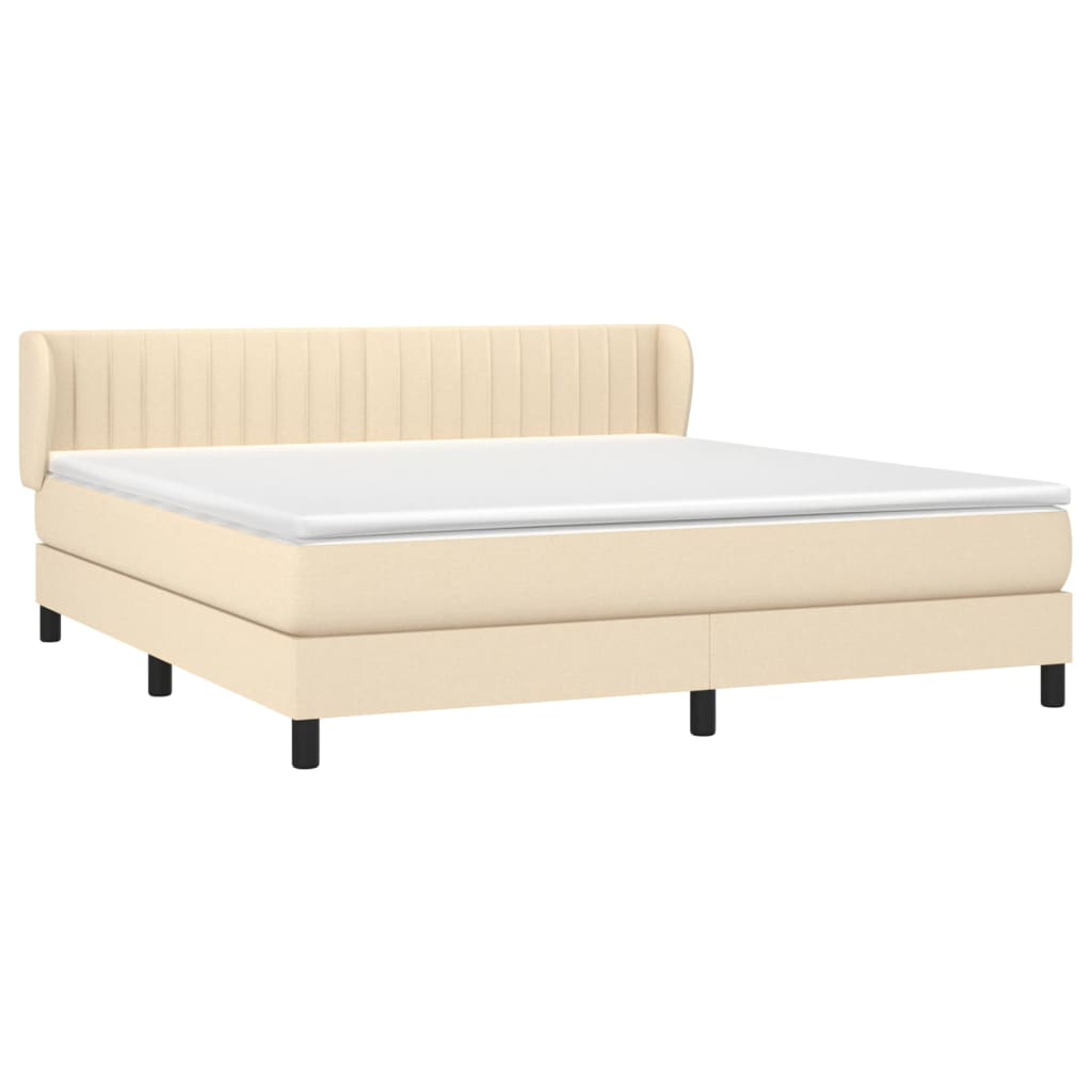 vidaXL Κρεβάτι Boxspring με Στρώμα Κρεμ 180x200 εκ. Υφασμάτινο