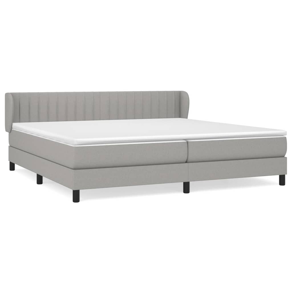 vidaXL Κρεβάτι Boxspring με Στρώμα Ανοιχτό Γκρι 200x200 εκ. Υφασμάτινο