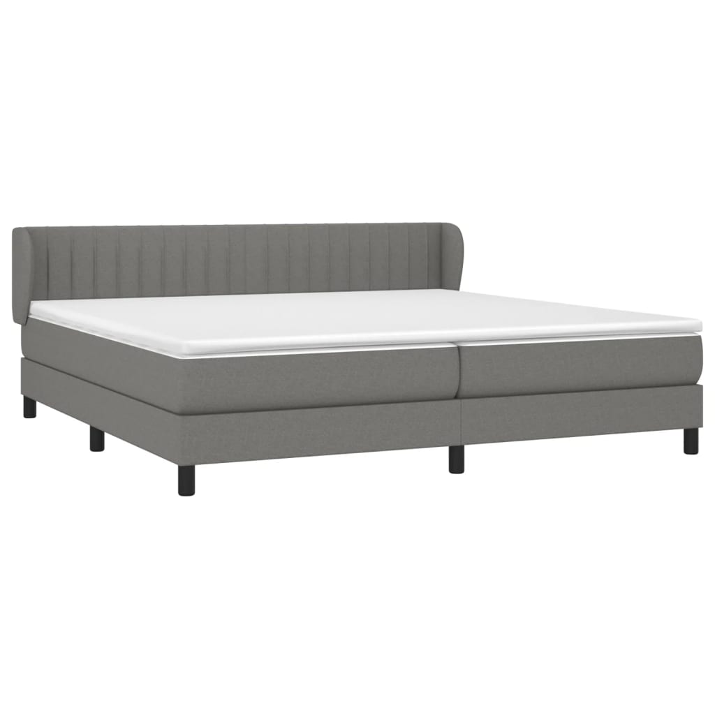vidaXL Κρεβάτι Boxspring με Στρώμα Σκούρο Γκρι 200x200 εκ. Υφασμάτινο