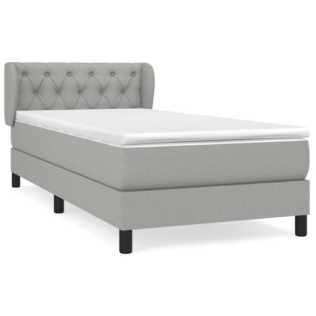 vidaXL Κρεβάτι Boxspring με Στρώμα Ανοιχτό Γκρι 80x200 εκ. Υφασμάτινο
