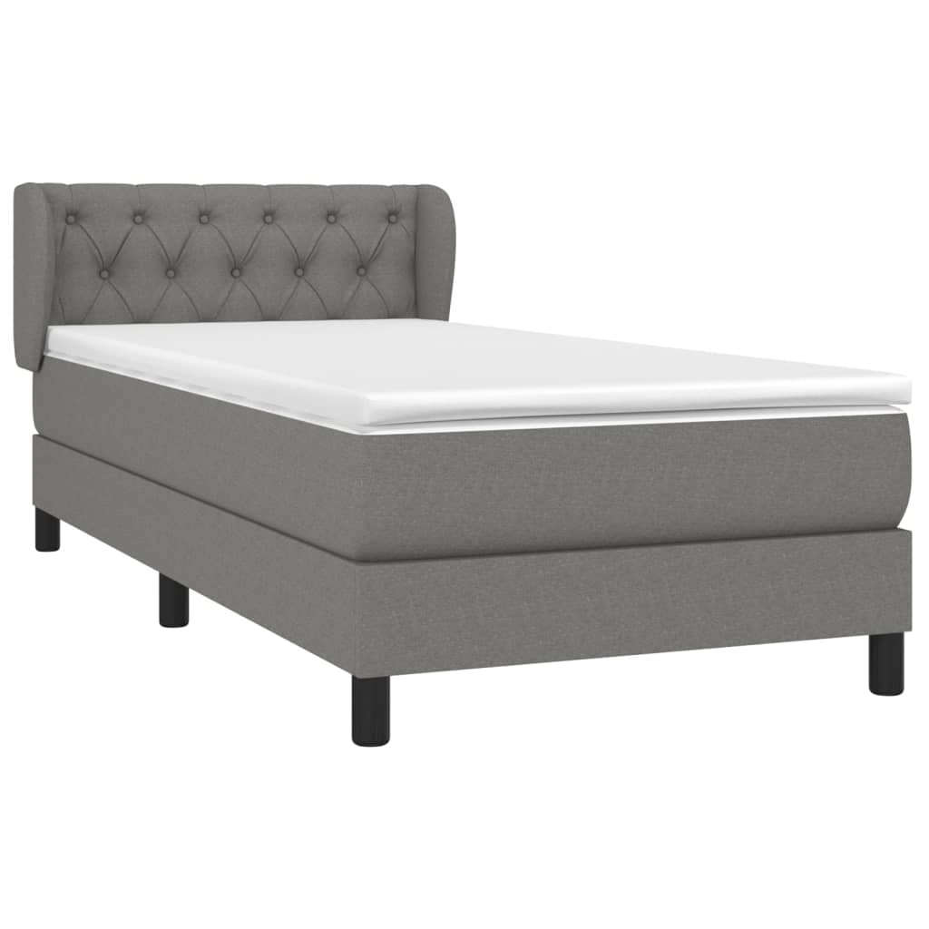 vidaXL Κρεβάτι Boxspring με Στρώμα Σκούρο Γκρι 80x200 εκ. Υφασμάτινο