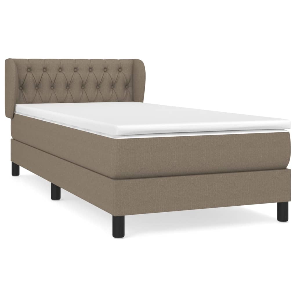 vidaXL Κρεβάτι Boxspring με Στρώμα Taupe 100 x 200 εκ. Υφασμάτινο
