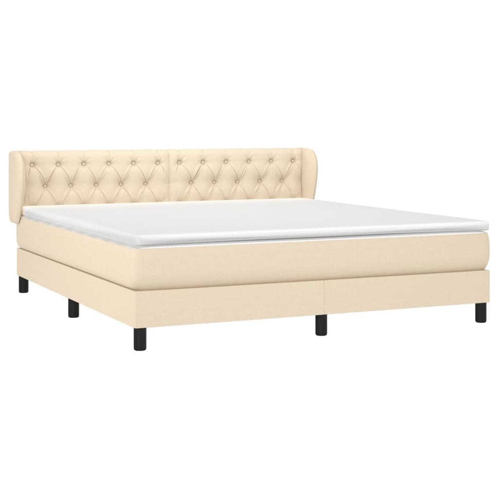 vidaXL Κρεβάτι Boxspring με Στρώμα Κρεμ 160x200 εκ. Υφασμάτινο
