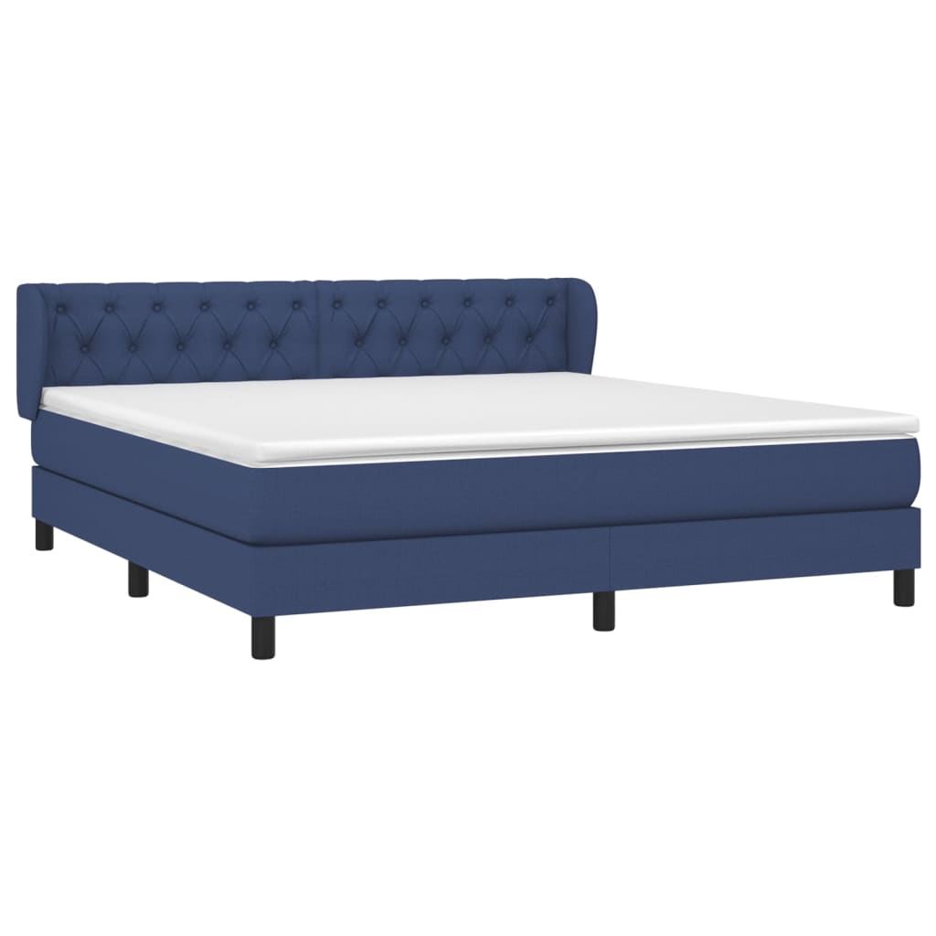 vidaXL Κρεβάτι Boxspring με Στρώμα Μπλε 160x200 εκ. Υφασμάτινο