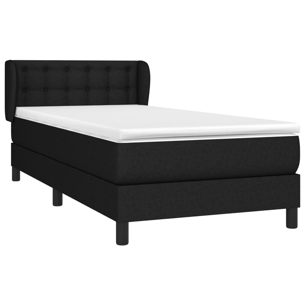 vidaXL Κρεβάτι Boxspring με Στρώμα Μαύρο 90x190 εκ.Υφασμάτινο