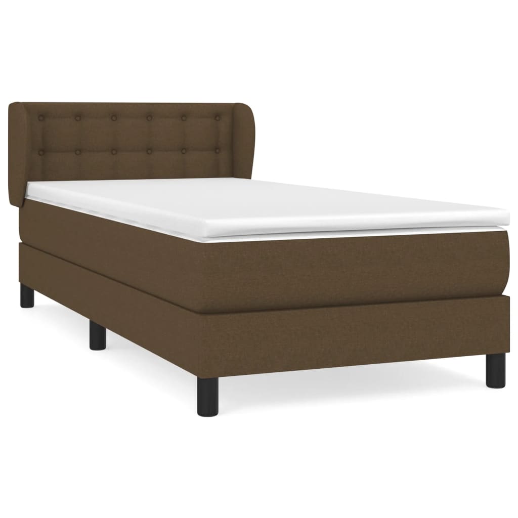 vidaXL Κρεβάτι Boxspring με Στρώμα Σκούρο Καφέ 90x190 εκ. Υφασμάτινο