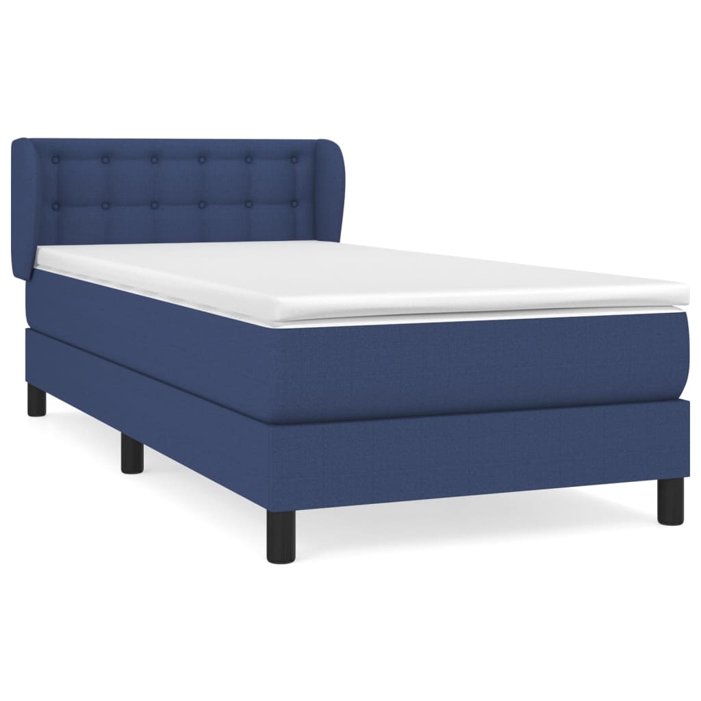 vidaXL Κρεβάτι Boxspring με Στρώμα Μπλε 100 x 200 εκ. Υφασμάτινο