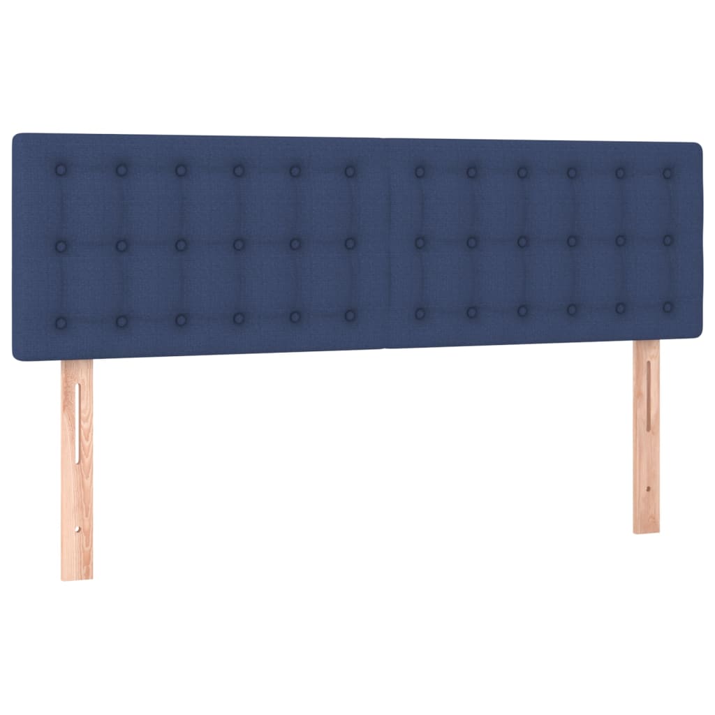 vidaXL Κρεβάτι Boxspring με Στρώμα Μπλε 140x190 εκ. Υφασμάτινο