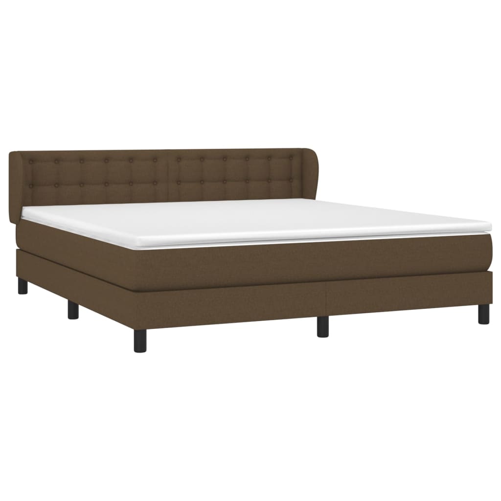 vidaXL Κρεβάτι Boxspring με Στρώμα Σκούρο Καφέ 160x200 εκ Υφασμάτινο