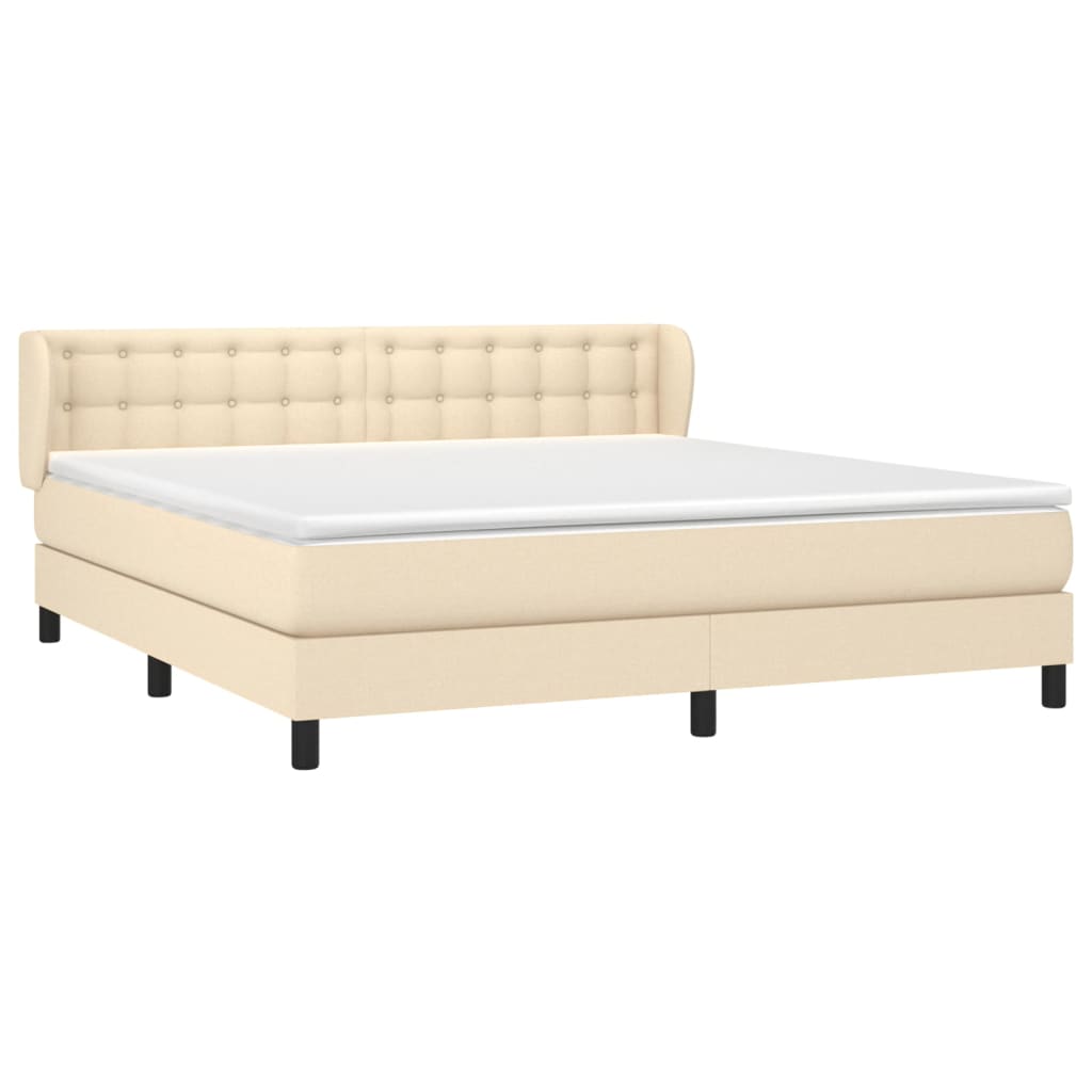 vidaXL Κρεβάτι Boxspring με Στρώμα Κρεμ 160x200 εκ. Υφασμάτινο