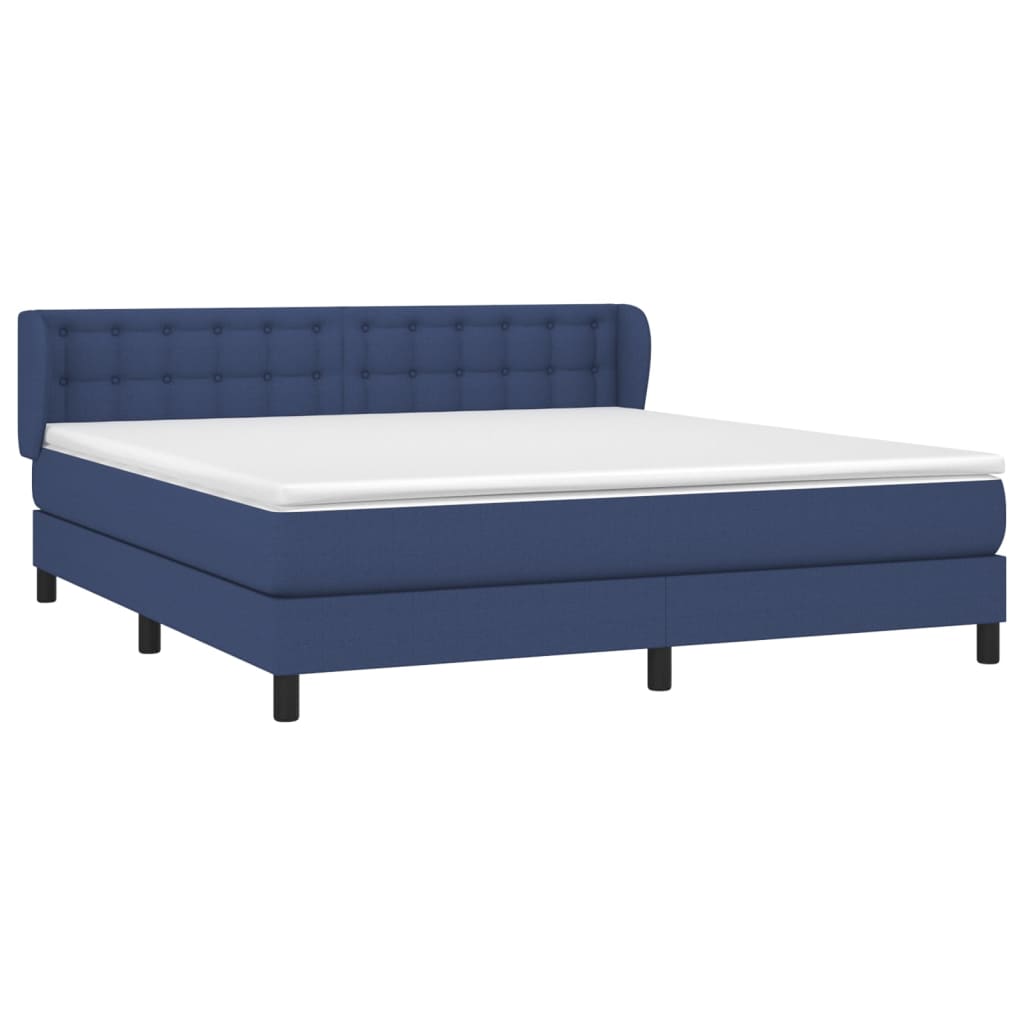 vidaXL Κρεβάτι Boxspring με Στρώμα Μπλε 160x200 εκ. Υφασμάτινο