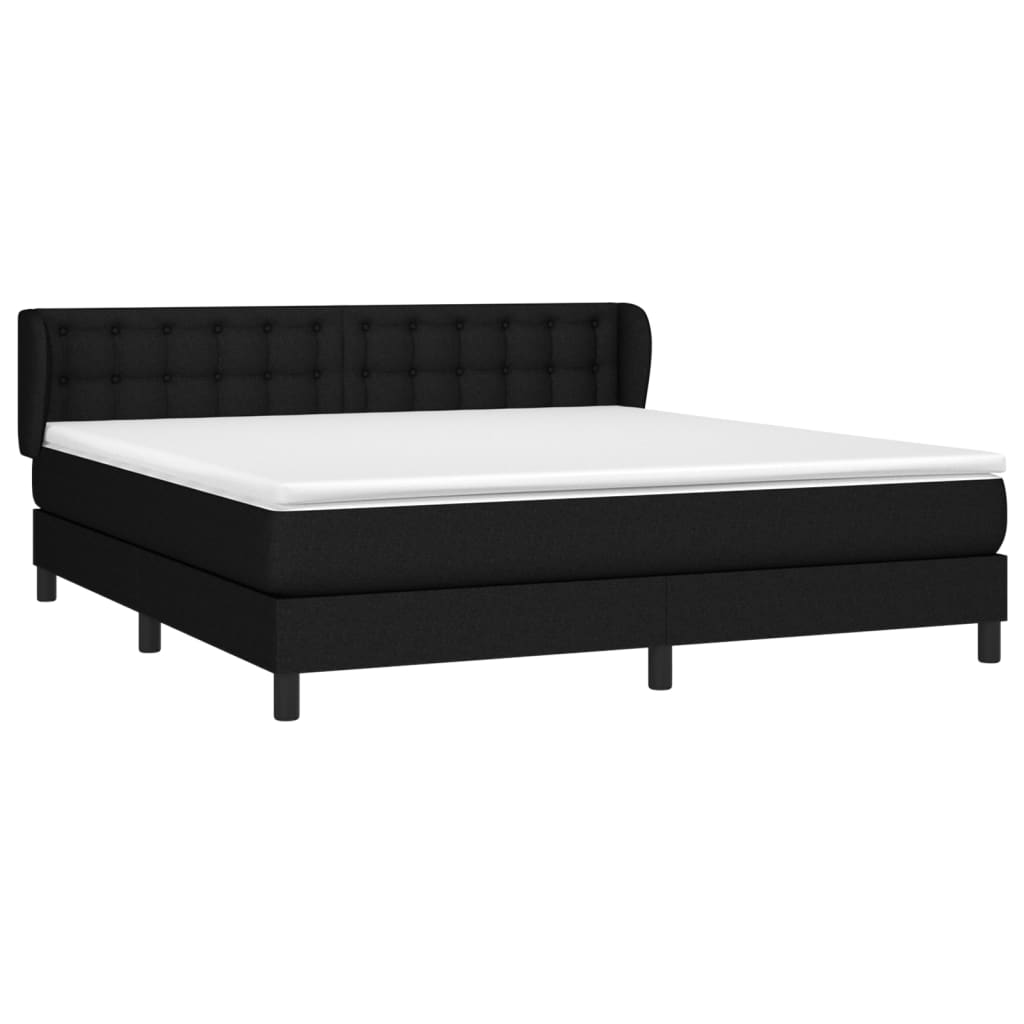 vidaXL Κρεβάτι Boxspring με Στρώμα Μαύρο 180x200 εκ. Υφασμάτινο