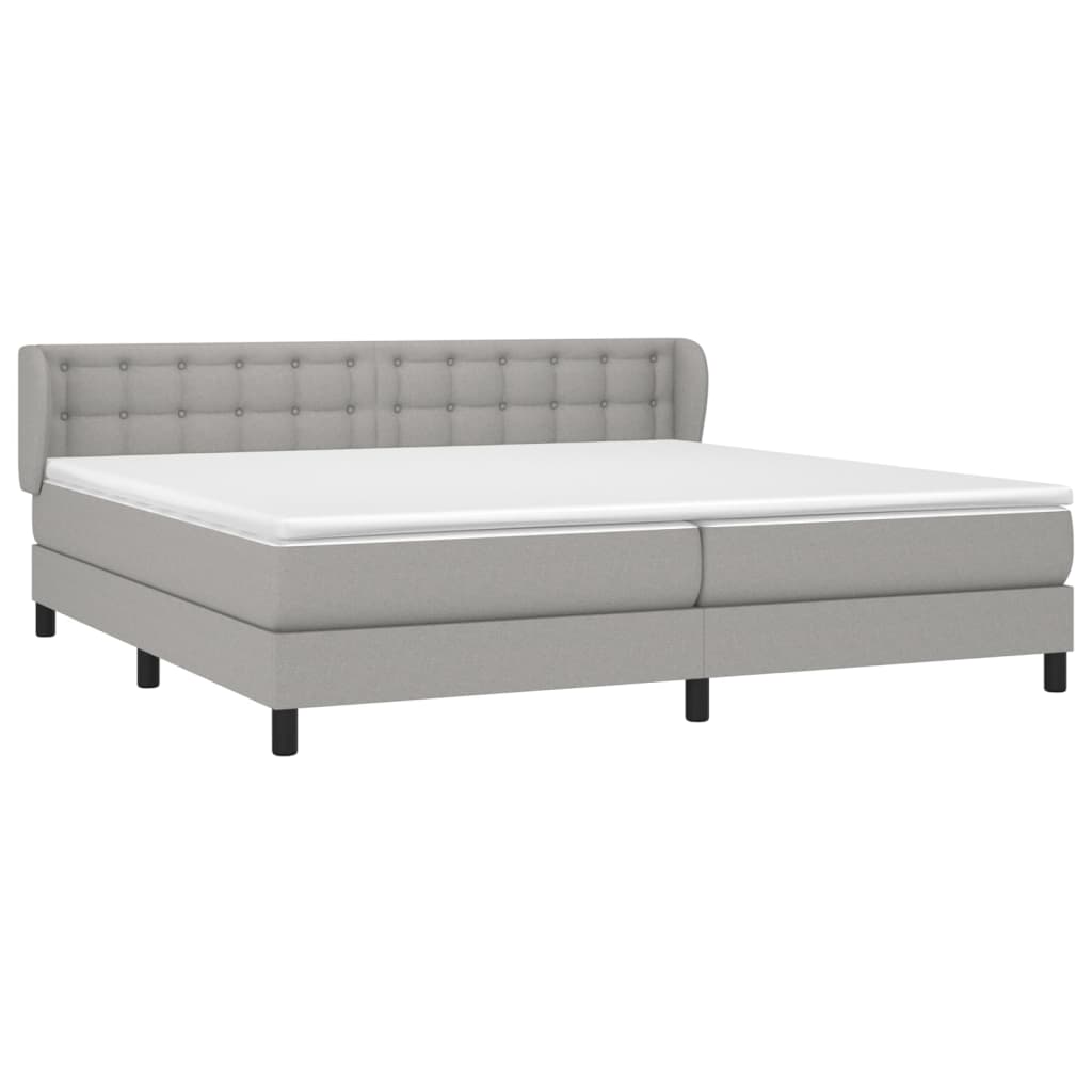 vidaXL Κρεβάτι Boxspring με Στρώμα Ανοιχτό Γκρι 200x200 εκ. Υφασμάτινο